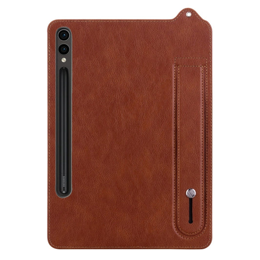 For Samsung Galaxy Tab S10+ / S9+ / S8+ TPU Leather Back Tablet Case with Wristband(Brown) by bashfashion