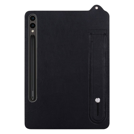 For Samsung Galaxy Tab S10+ / S9+ / S8+ TPU Leather Back Tablet Case with Wristband(Black) by bashfashion