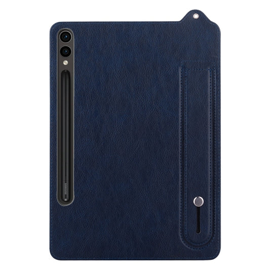 For Samsung Galaxy Tab S10 Ultra/ S11 Ultra TPU Leather Back Tablet Case with Wristband(Dark Blue) by bashfashion