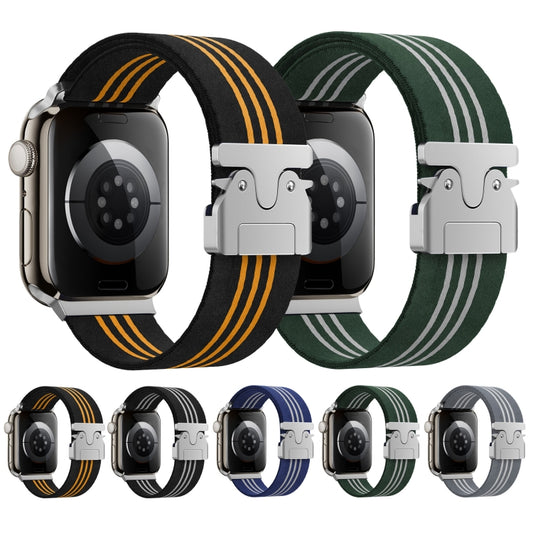 For Apple Watch 46mm / 49mm / 45mm / 44mm Parachute Buckle 3-Stripe Braided Nylon Watch Band(Black White) by bashfashion