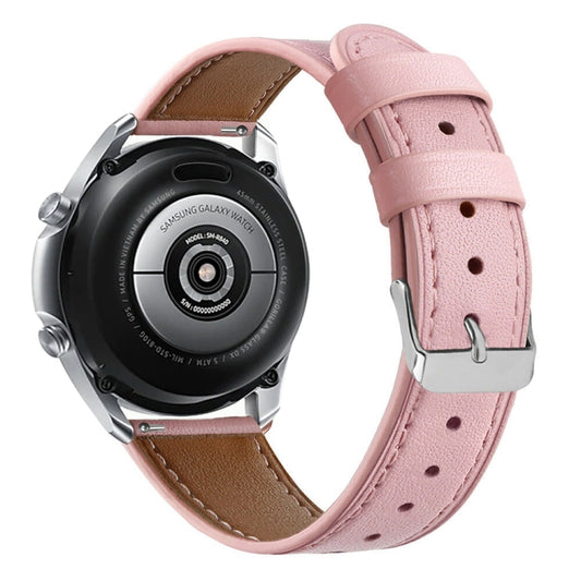 For Galaxy Watch 3 45mm Leather Watch Band(Pink) by bashfashion