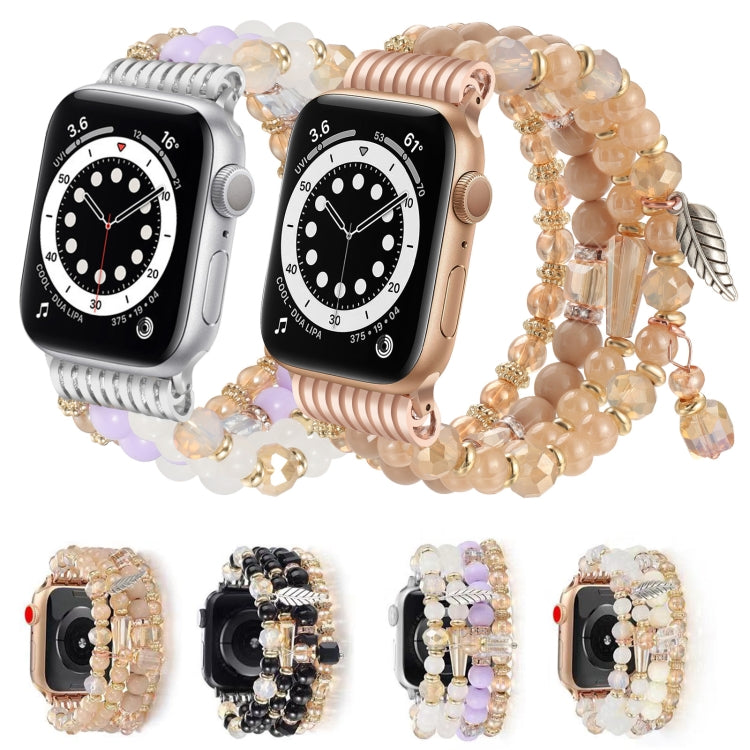 For Apple Watch 46mm / 49mm / 45mm / 44mm Tassel Beaded Chain Watch Band(Black) by bashfashion