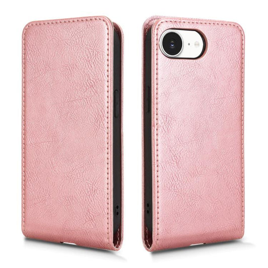 For iPhone 16e Magnetic Vertical Flip Leather Phone Case(Rose Gold) by bashfashion