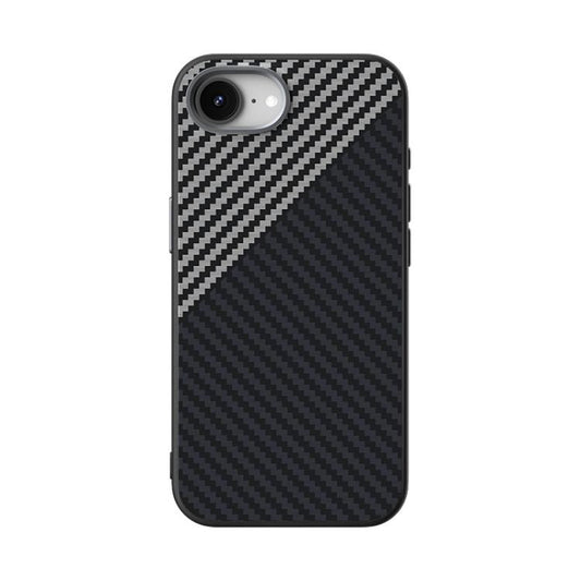 For iPhone 16e ABEEL C Carbon Fiber Series 6D Micro Relief MagSafe Phone Case(Black Grey) by bashfashion