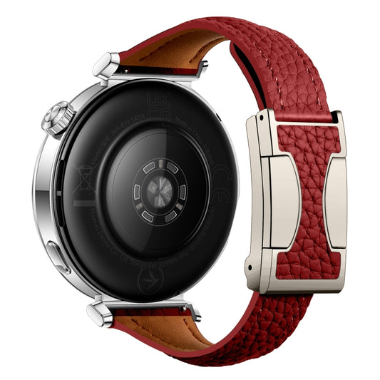 20mm Universal Slim Magnetic Buckle Genuine Leather Watch Band(Red) by bashfashion