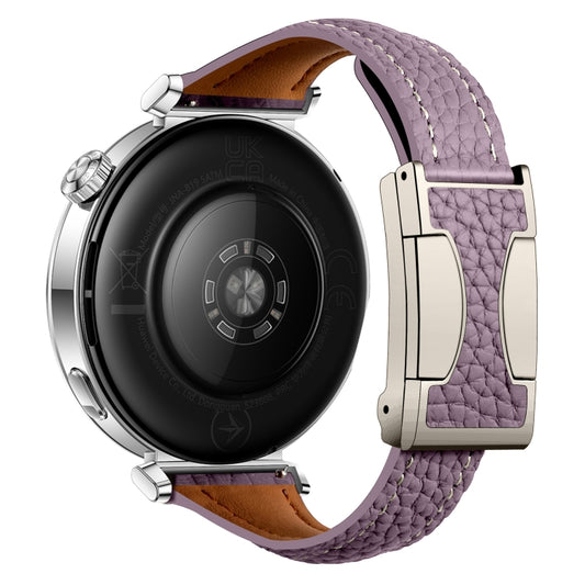 20mm Universal Slim Magnetic Buckle Genuine Leather Watch Band(Purple) by bashfashion
