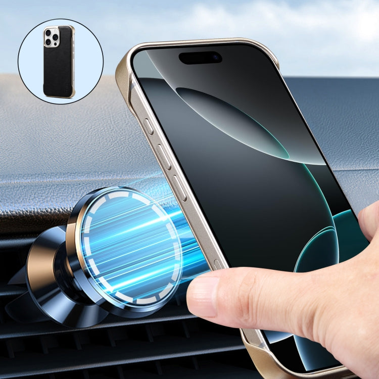 For iPhone 15 Plus Denior MagSafe Genuine Leather Calf Texture Phone Case(Red) by Denior