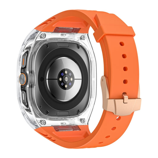 For Samsung Galaxy Watch Ultra 47mm / Ultra 2025 Modified PC Hybrid TPU Watch Case Band(Orange Transparent) by bashfashion