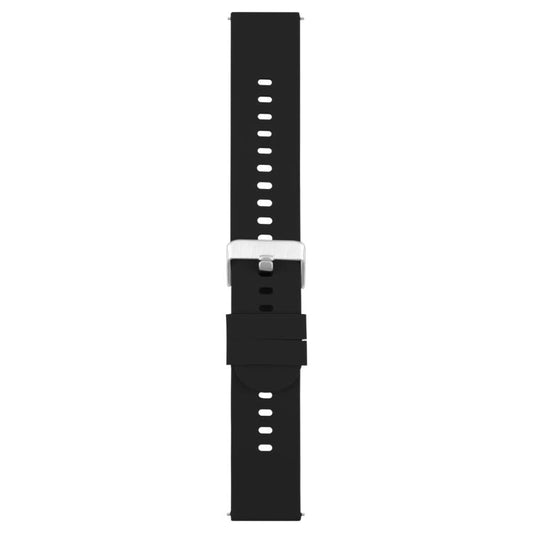 22mm Solid Color Steel Buckle Silicone Watch Band(Black) by bashfashion