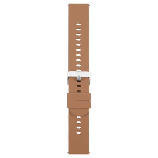 22mm Solid Color Steel Buckle Silicone Watch Band(Brown) by bashfashion