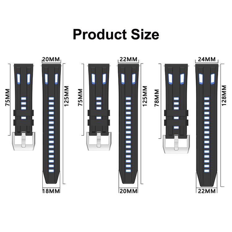 20mm Universal Flat Head Two Color Devil Eye Silicone Watch Band(Orange Black) by bashfashion