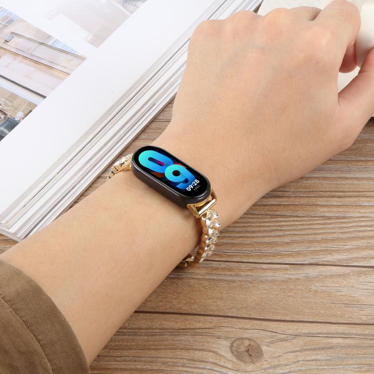 For Xiaomi Smart Band 9 / 8 Wheat Ear Diamond Bracelet Metal Watch Band(Starlight) by bashfashion