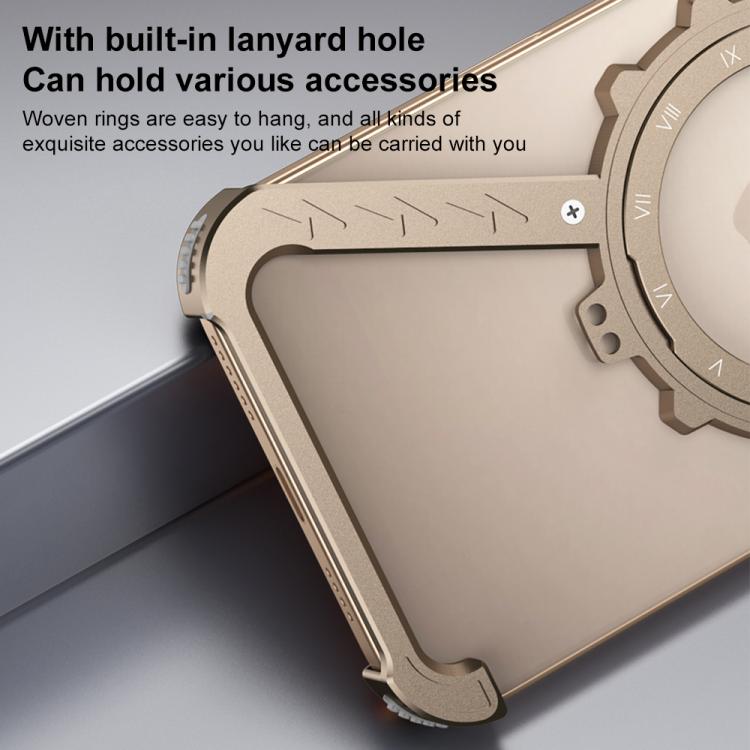 For iPhone 15 Pro Z-shaped Frameless Metal 360 Holder MagSafe Phone Case(Desert Gold) by bashfashion