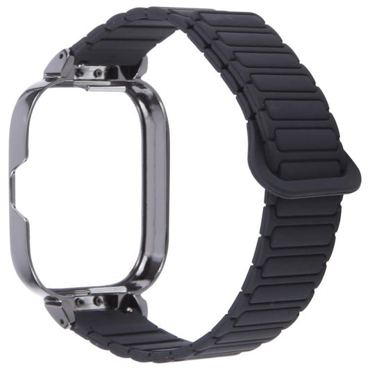 For Redmi Watch 5 / Watch 4 Metal Black Frame Integrated I-shaped Magnetic Silicone Watch Band(Black) by bashfashion