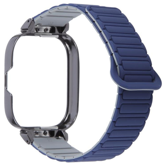 For Redmi Watch 5 / Watch 4 Metal Black Frame Integrated I-shaped Magnetic Silicone Watch Band(Indigo Gray) by bashfashion