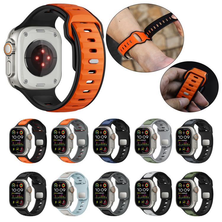 For Apple Watch 42mm / 41mm / 40mm / 38mm Norman Buckle Two-color Silicone Watch Band(Grey Orange) by bashfashion
