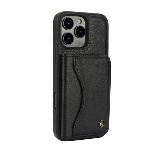 For iPhone 16 Pro Max AwQuer Horizontal Flip Card Bag Holder Leather Phone Case(Black) by Awquer