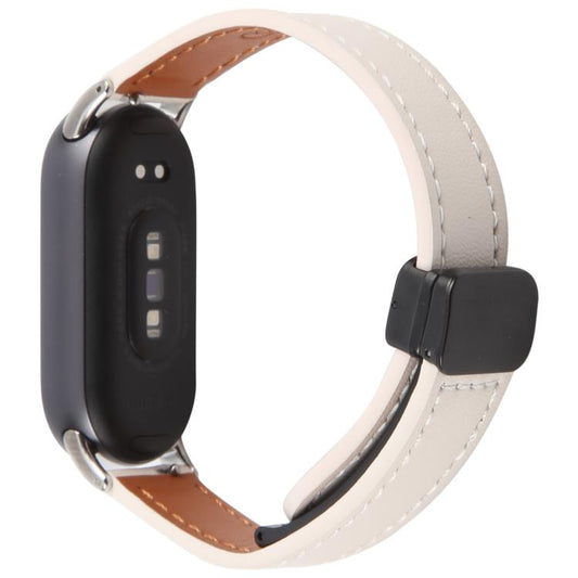 For Xiaomi Smart Band 9 / 8 Folding Magnetic Buckle Microfiber Leather Watch Band(Apricot) by bashfashion