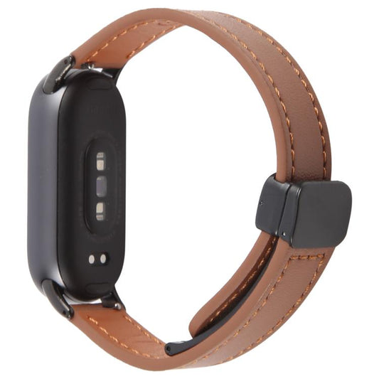 For Xiaomi Smart Band 9 / 8 Folding Magnetic Buckle Microfiber Leather Watch Band(Caramel Macchiato) by bashfashion