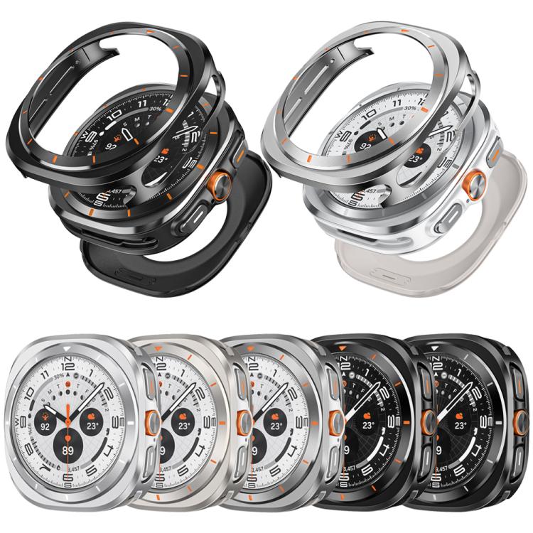 For Samsung Galaxy Watch Ultra 47mm / Ultra 2025 Aluminum Alloy Metal PC Watch Protective Cover(Silver Orange) by bashfashion