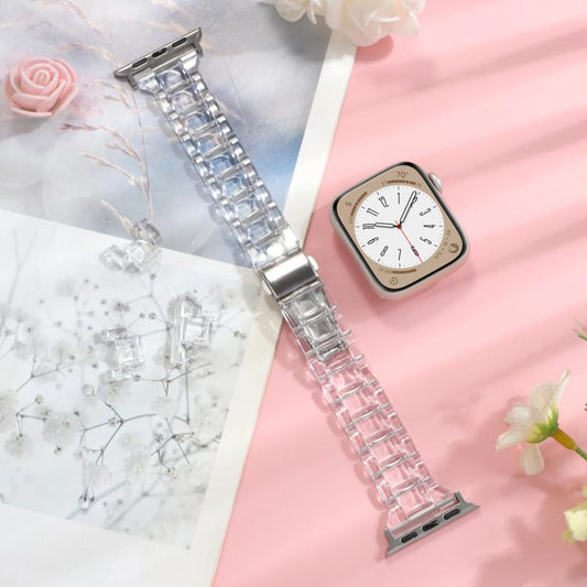 For Apple Watch 46mm / 49mm / 45mm / 44mm Small Waist Rhombus Three-bead Resin Watch Band(Transparent) by bashfashion