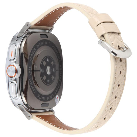 For Samsung Galaxy Watch Ultra 47mm / Ultra 2025 Metal Connector Heart-Shaped Embossed Leather Watch Band(Apricot) by bashfashion