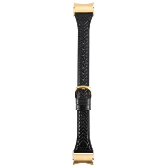 For Samsung Galaxy Watch 7 Metal Connector Heart-Shaped Embossed Leather Quick Release Watch Band(Black) by bashfashion