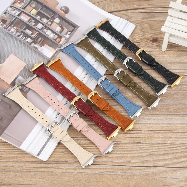 For Xiaomi Mi Band 8 Pro / Redmi Watch 5 Metal Connector Heart-Shaped Embossed Leather Watch Band(Apricot) by bashfashion