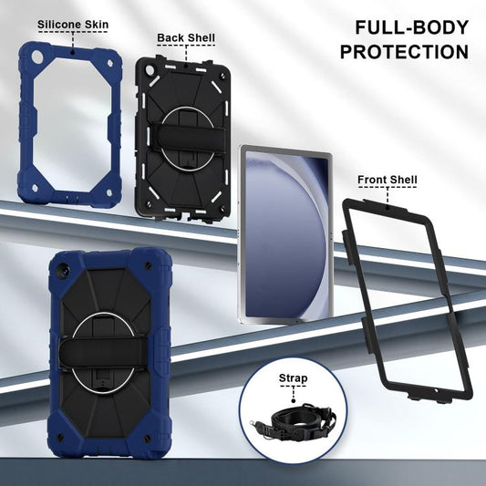 For Samsung Galaxy Tab A11+ / A9+ Contrast Color Robot Silicone Hybrid PC Tablet Case(Navy Black) by bashfashion