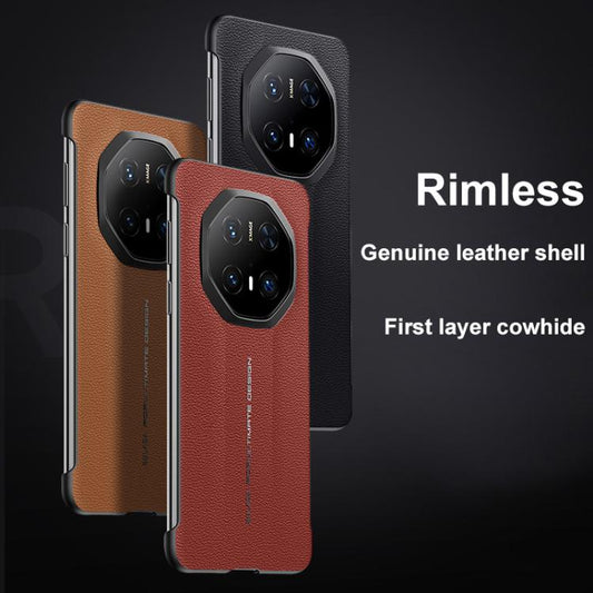 For Huawei Mate 70 RS Ultimate SULADA Frameless Top Layer Cowhide Leather Hybrid PC Phone Case(Red) by SULADA