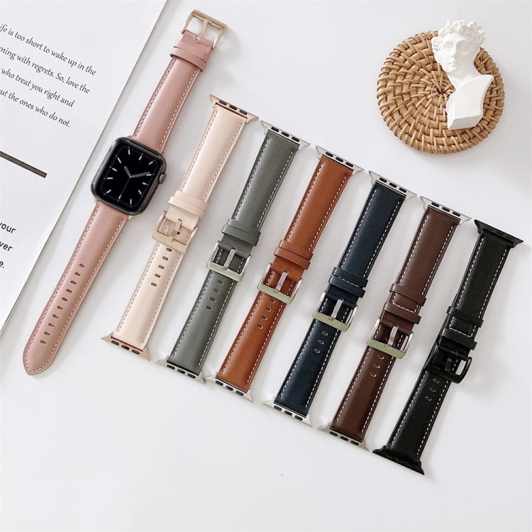 For Apple Watch 5 & 4 44mm / 3 & 2 & 1 42mm V Tail Style Stitching Leather Watch Band(Pink) by bashfashion
