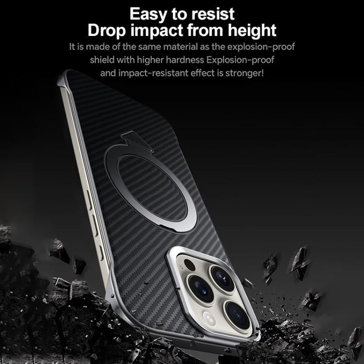 For iPhone 16 SULADA Kevlar Texture MagSafe Magnetic Holder Phone Case(Blue) by SULADA