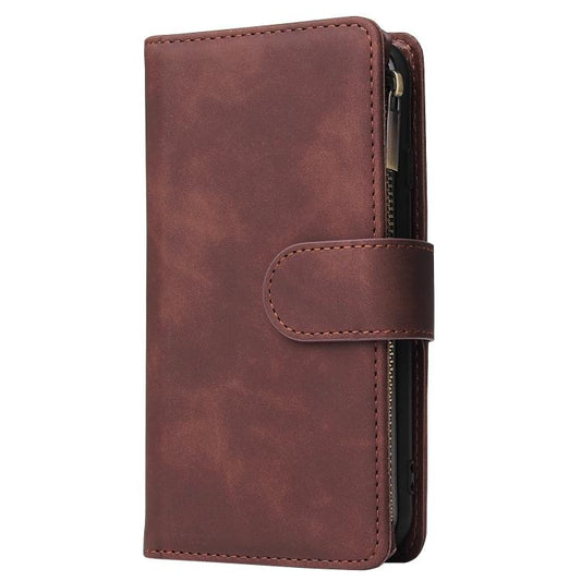 For iPhone 16e Multifunctional Multi-Card Wallet Phone Leather Case(Coffee) by bashfashion