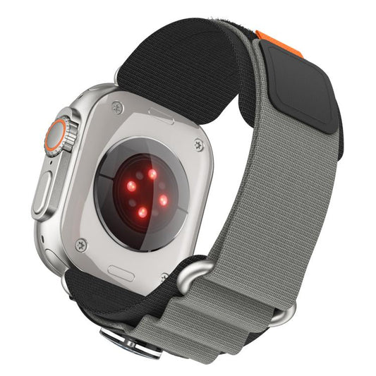 For Apple Watch 46mm / 49mm / 45mm / 44mm Kalebol Compass Nylon Loop Watch Strap(Black Grey) by Kalebol