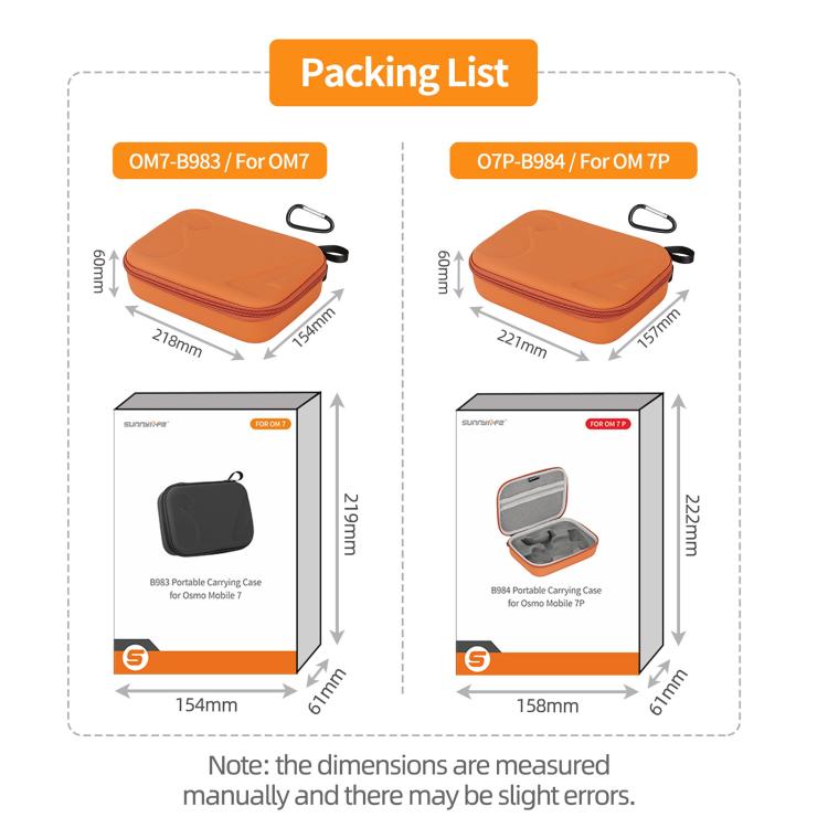 For DJI Osmo Mobile 7 Sunnylife Portable Carrying Case Mini Bag Handbag(Orange) by Sunnylife