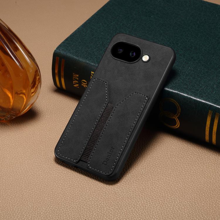 For Google Pixel 9a Denior D07 DV Elastic Card Slot PU Back Cover Phone Case(Black) by Denior