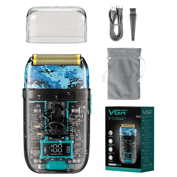 VGR V-352 Double Cutter Head Portable Electric Foil Shaver(Transparent Black) by VGR
