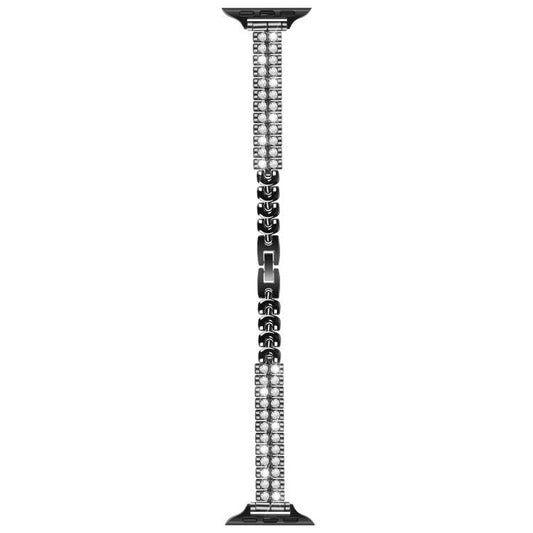 For Apple Watch 42mm / 41mm / 40mm / 38mm Slim Train Section Diamond Metal Watch Band(Black) by bashfashion