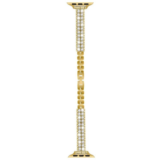 For Apple Watch 42mm / 41mm / 40mm / 38mm Slim Train Section Diamond Metal Watch Band(Gold) by bashfashion