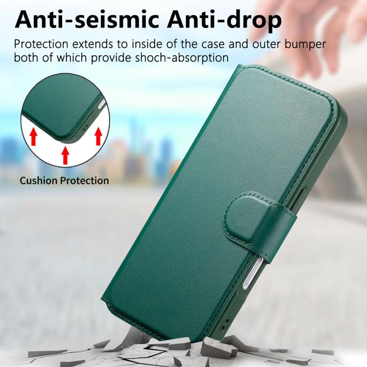 For iPhone 17 CaseNeo Finger Grip Strap MagSafe Leather Phone Case(Green) by CaseNeo