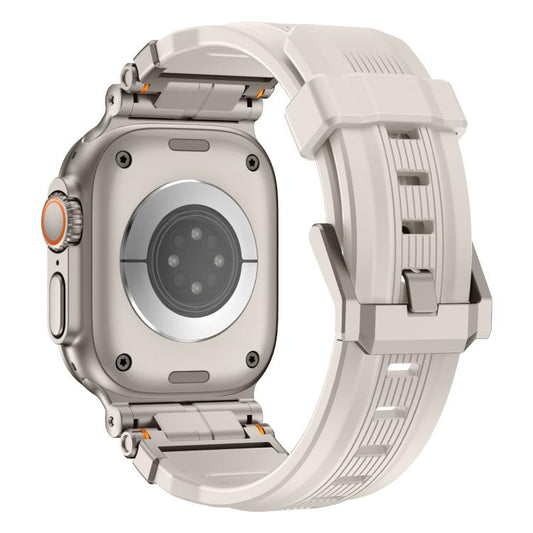 For Apple Watch 46mm / 49mm / 45mm / 44mm Alloy Connector Silicone Watch Strap(Starlight) by bashfashion