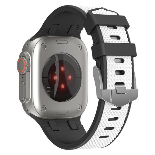 For Apple Watch 46mm / 49mm / 45mm / 44mm Kalebol Farmhouse Oak Silicone Strap(Black + White) by Kalebol
