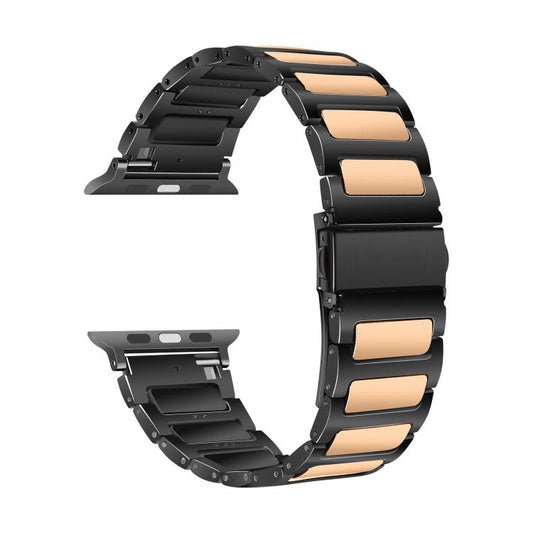For Apple Watch 46mm / 49mm / 45mm / 44mm Kalebol Tooling Metal Zinc Alloy Watch Band(Black Rose Gold) by Kalebol