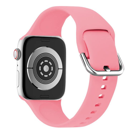 For Apple Watch 46mm / 49mm / 45mm / 44mm Kalebol Metal Pin Buckle Silicone Watch Band(Bright Pink) by Kalebol