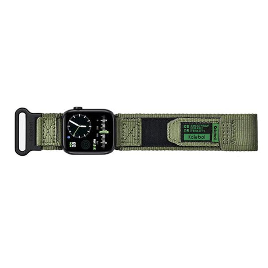 For Apple Watch 46mm / 49mm / 45mm / 44mm Kalebol Canvas Nylon Hook and Loop Watch Band(Army Green) by Kalebol