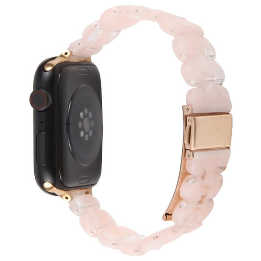 For Apple Watch 42mm / 41mm / 40mm / 38mm Oval Resin Watch Band(Mermaid Pink) by bashfashion