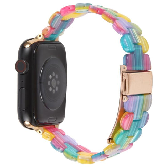For Apple Watch 42mm / 41mm / 40mm / 38mm Oval Resin Watch Band(Rainbow) by bashfashion