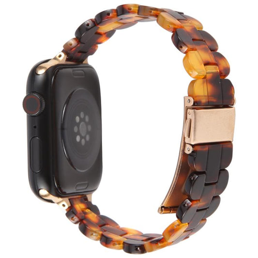 For Apple Watch 42mm / 41mm / 40mm / 38mm Oval Resin Watch Band(Tortoise Shell Color) by bashfashion