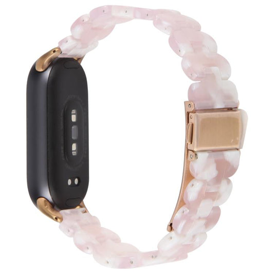 For Xiaomi Smart Band 9 / 8 Oval Resin Watch Band(Pink Flower) by bashfashion