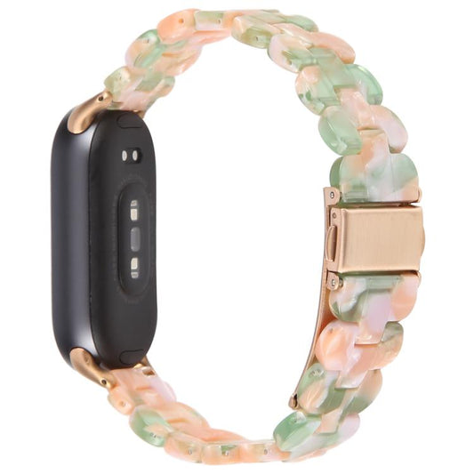 For Xiaomi Smart Band 9 / 8 Oval Resin Watch Band(Pink Green) by bashfashion